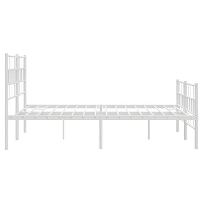 vidaXL Metal Bed Frame without Mattress with Footboard White 120x200cm