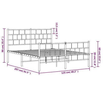 vidaXL Metal Bed Frame without Mattress with Footboard White 120x200cm