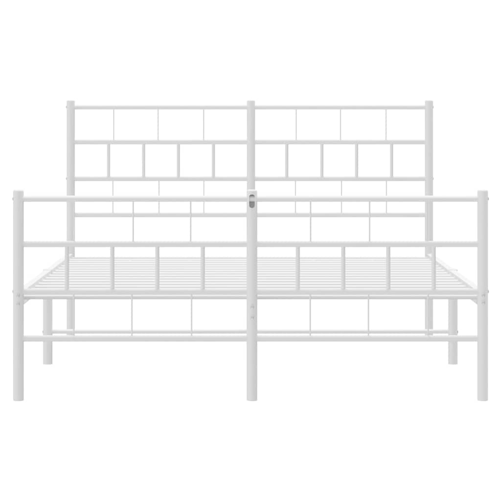 vidaXL Metal Bed Frame without Mattress with Footboard White 135x190cm