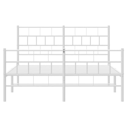 vidaXL Metal Bed Frame without Mattress with Footboard White 135x190cm