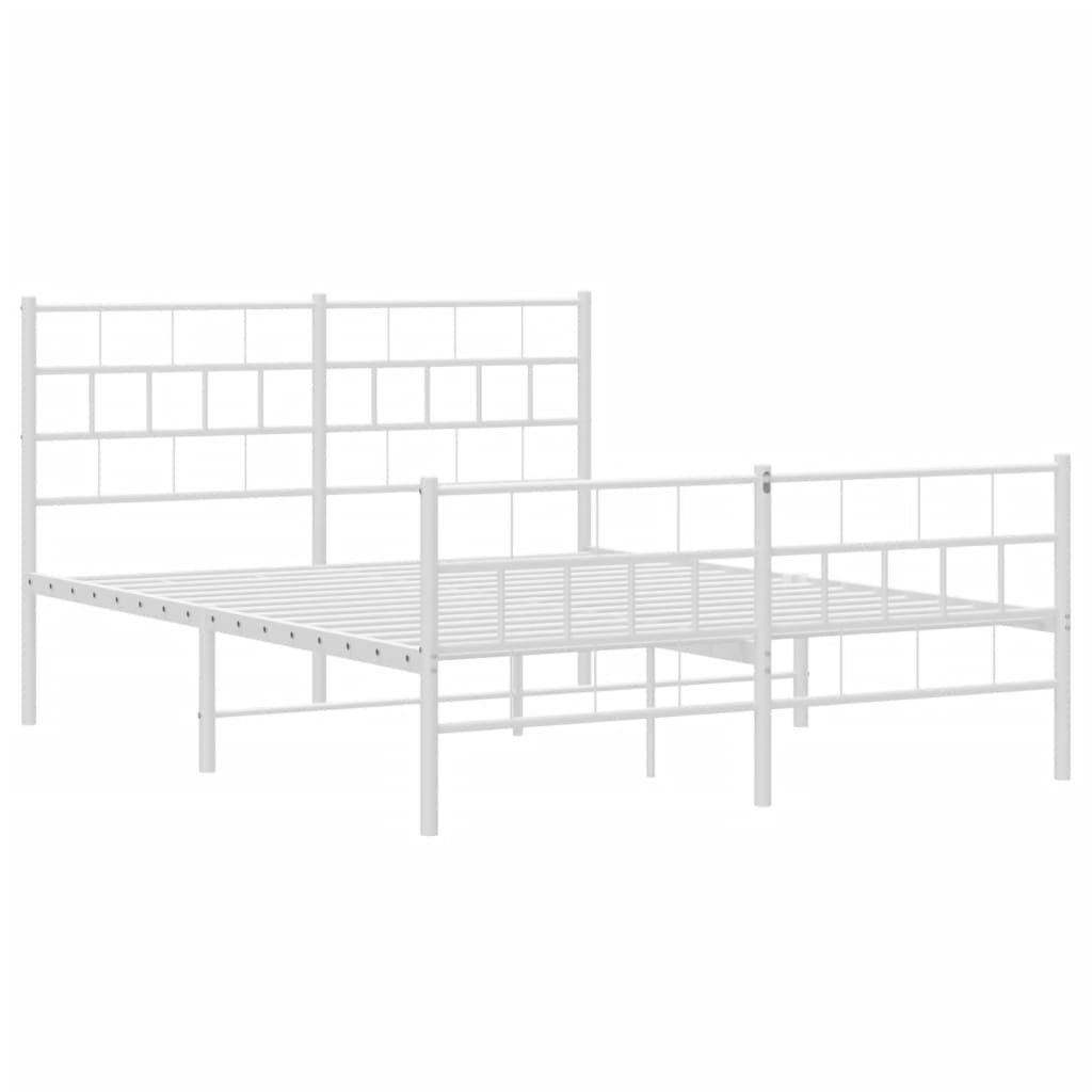 vidaXL Metal Bed Frame without Mattress with Footboard White 140x190cm