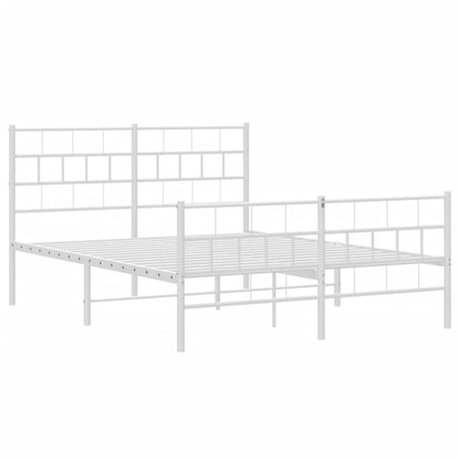 vidaXL Metal Bed Frame without Mattress with Footboard White 140x190cm