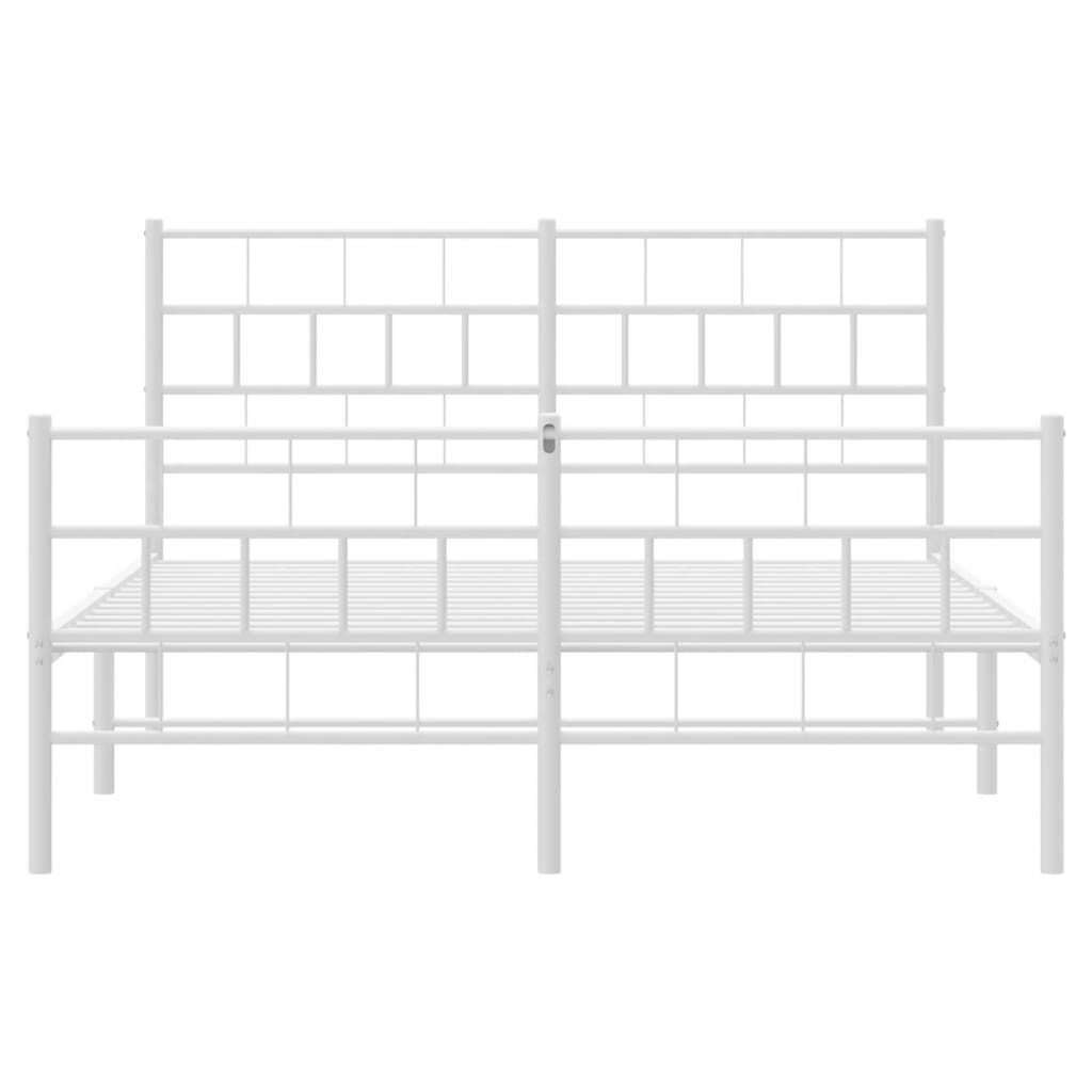 vidaXL Metal Bed Frame without Mattress with Footboard White 140x190cm