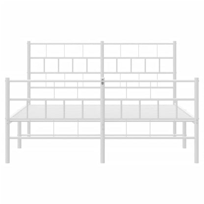vidaXL Metal Bed Frame without Mattress with Footboard White 140x190cm