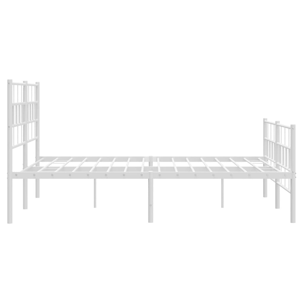vidaXL Metal Bed Frame without Mattress with Footboard White 140x190cm
