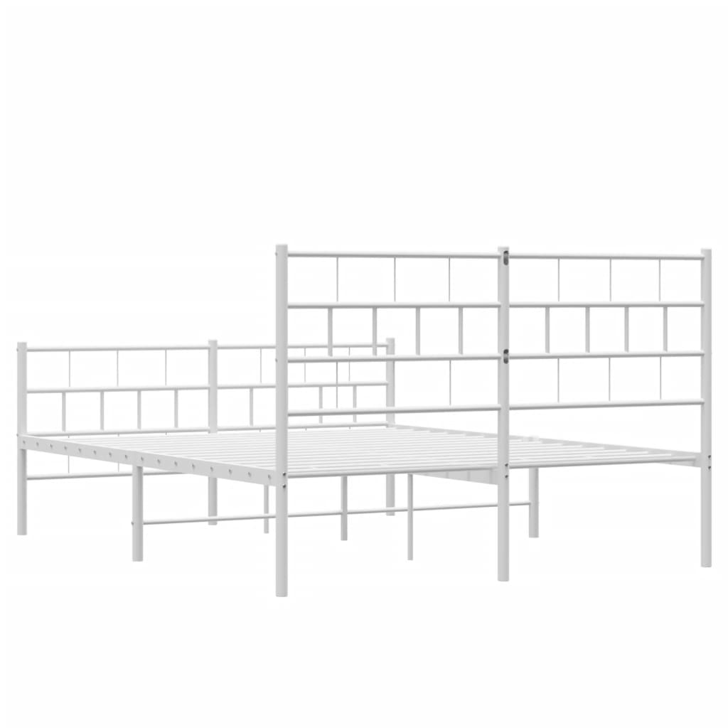 vidaXL Metal Bed Frame without Mattress with Footboard White 140x190cm