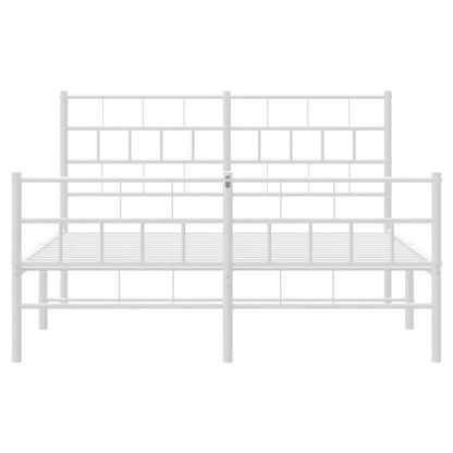 vidaXL Metal Bed Frame without Mattress with Footboard White 140x200cm
