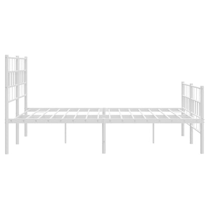 vidaXL Metal Bed Frame without Mattress with Footboard White 140x200cm