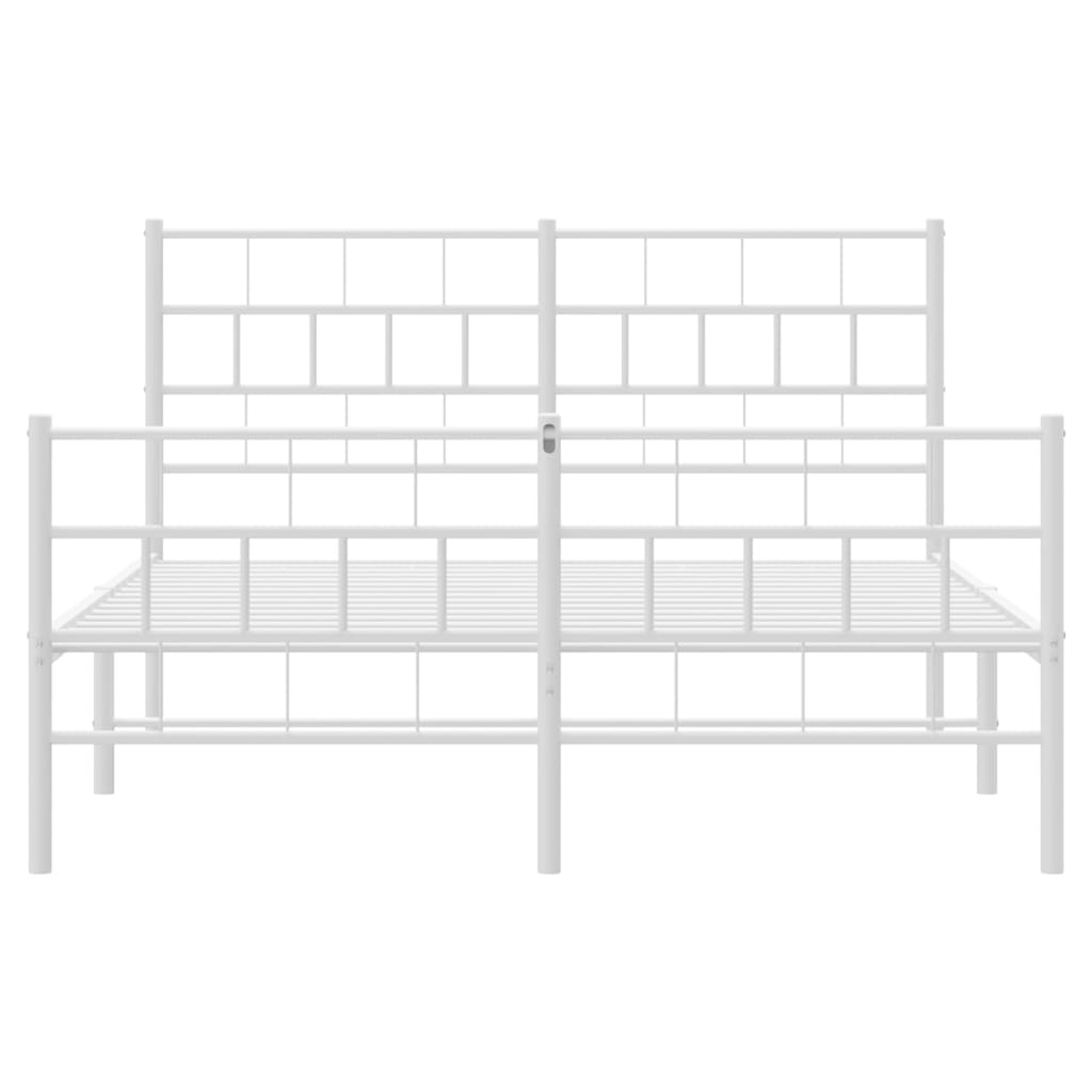 vidaXL Metal Bed Frame without Mattress with Footboard White 160x200cm