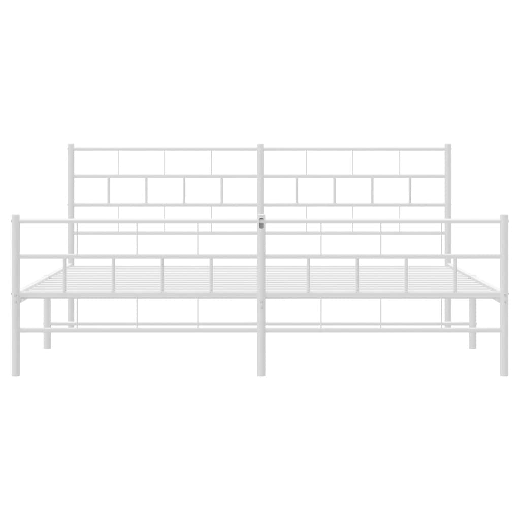 vidaXL Metal Bed Frame without Mattress with Footboard White 183x213cm