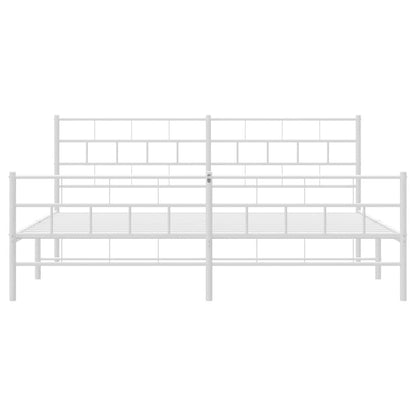 vidaXL Metal Bed Frame without Mattress with Footboard White 183x213cm