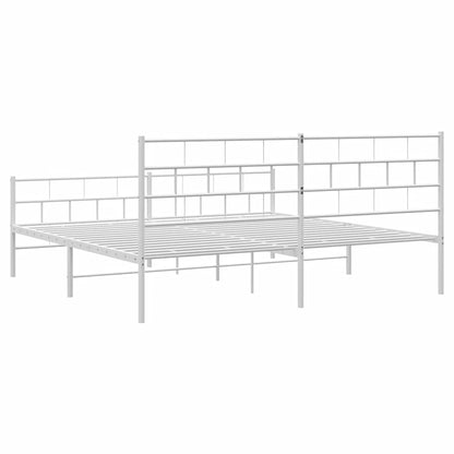 vidaXL Metal Bed Frame without Mattress with Footboard White 183x213cm