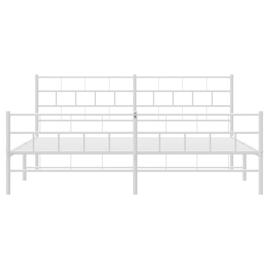 vidaXL Metal Bed Frame without Mattress with Footboard White 200x200cm