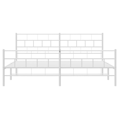 vidaXL Metal Bed Frame without Mattress with Footboard White 200x200cm