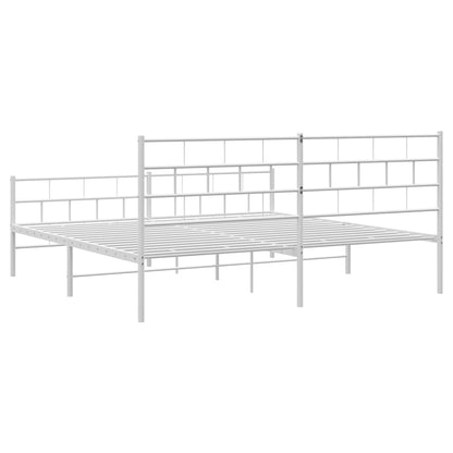 vidaXL Metal Bed Frame without Mattress with Footboard White 200x200cm