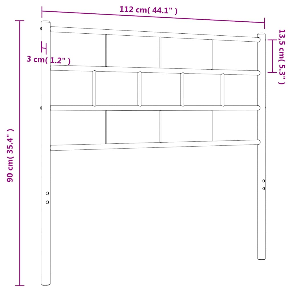 vidaXL Metal Replace Headboard White 107 cm