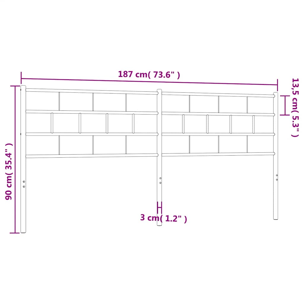 vidaXL Metal Replace Headboard White 180 cm