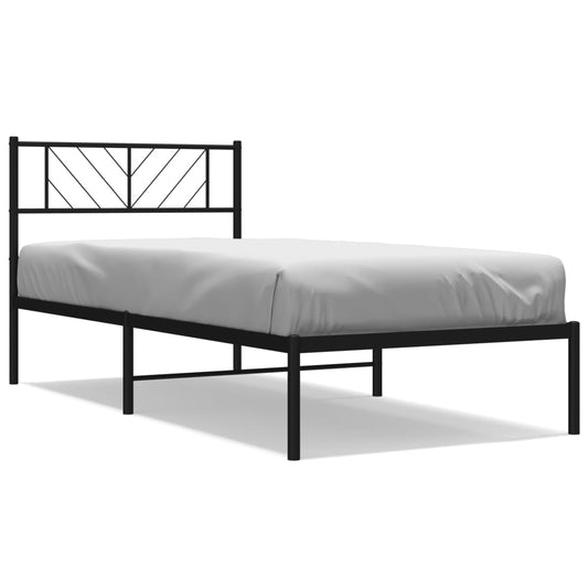 vidaXL Metal Bed Frame without Mattress with Headboard Black 75x190cm
