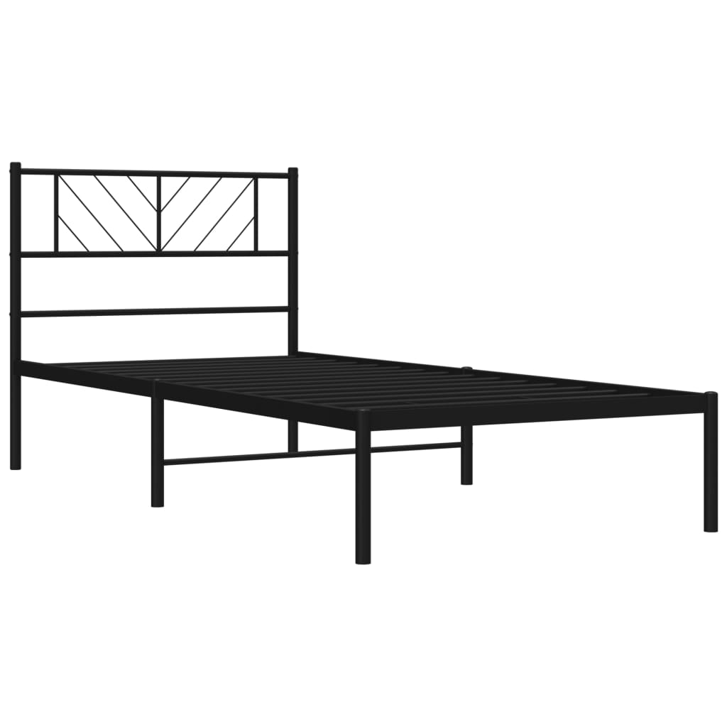 vidaXL Metal Bed Frame without Mattress with Headboard Black 80x200cm