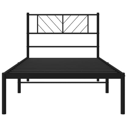 vidaXL Metal Bed Frame without Mattress with Headboard Black 90x190cm