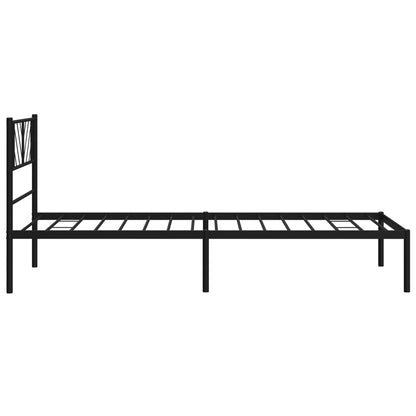 vidaXL Metal Bed Frame without Mattress with Headboard Black 90x190cm