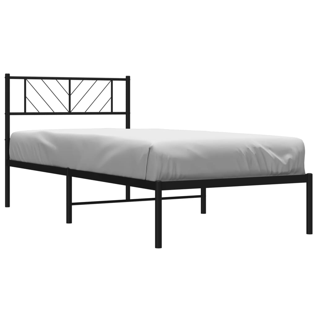 vidaXL Metal Bed Frame without Mattress with Headboard Black 90x200cm