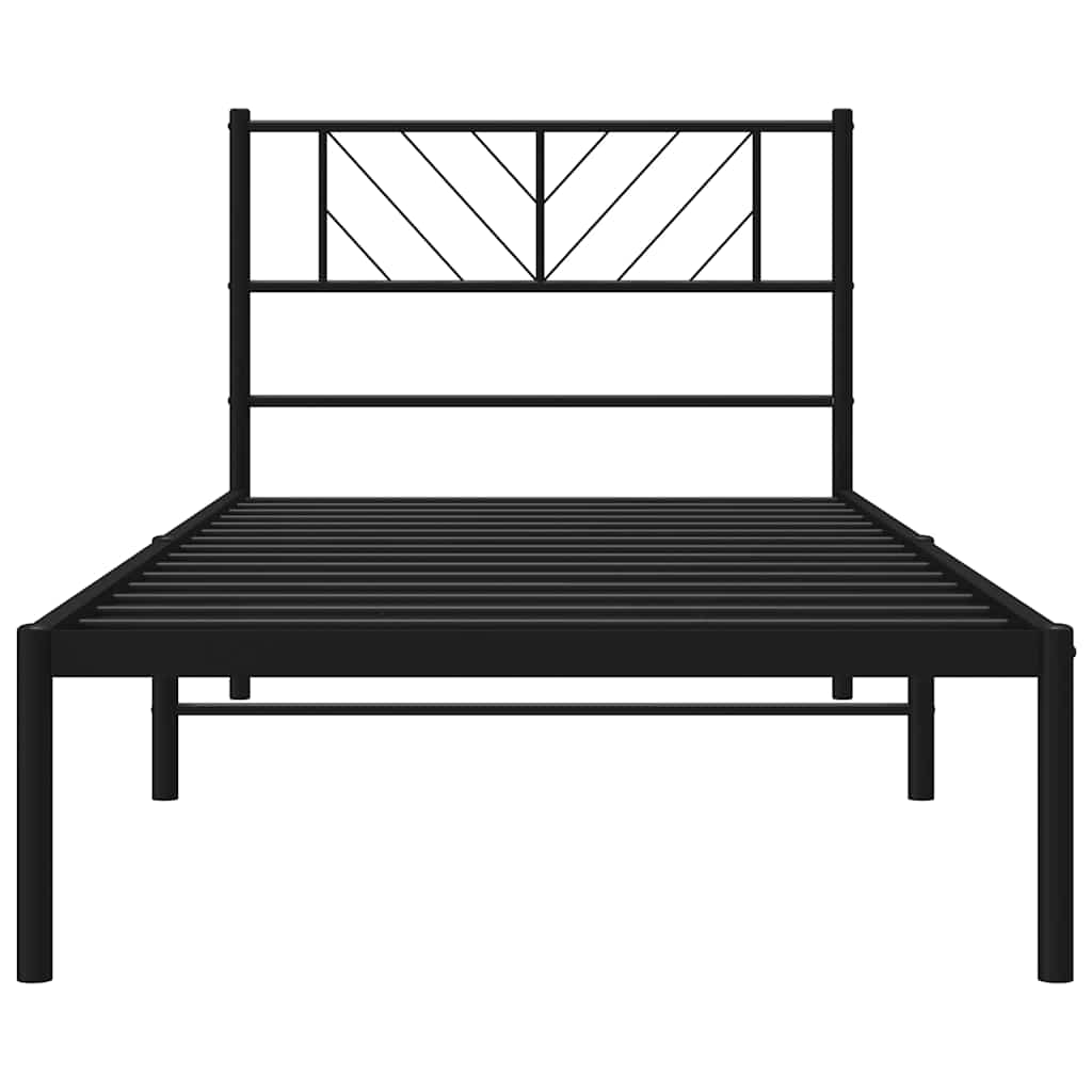 vidaXL Metal Bed Frame without Mattress with Headboard Black 100x190cm