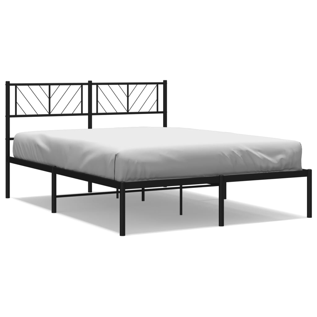 vidaXL Metal Bed Frame without Mattress with Headboard Black 120x190cm