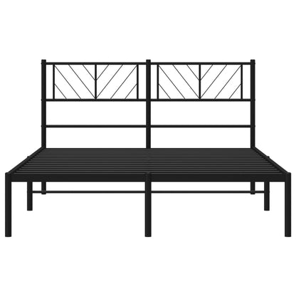 vidaXL Metal Bed Frame without Mattress with Headboard Black 120x190cm