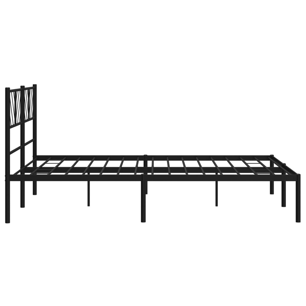 vidaXL Metal Bed Frame without Mattress with Headboard Black 120x190cm