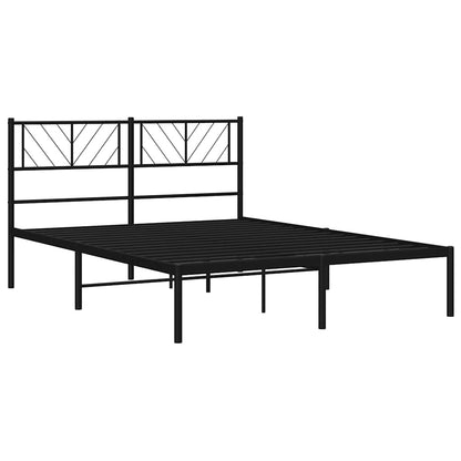 vidaXL Metal Bed Frame without Mattress with Headboard Black 135x190cm