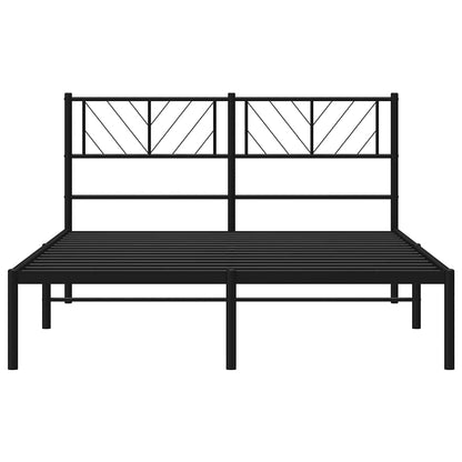 vidaXL Metal Bed Frame without Mattress with Headboard Black 135x190cm
