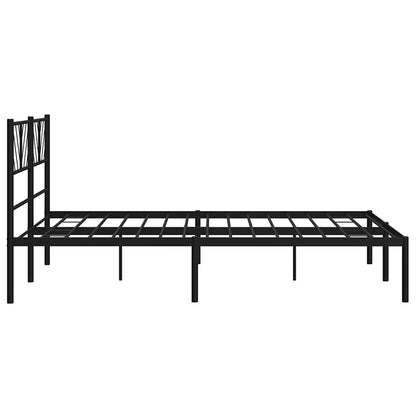 vidaXL Metal Bed Frame without Mattress with Headboard Black 135x190cm