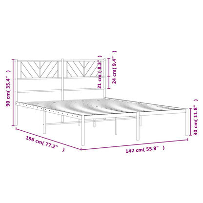 vidaXL Metal Bed Frame without Mattress with Headboard Black 135x190cm