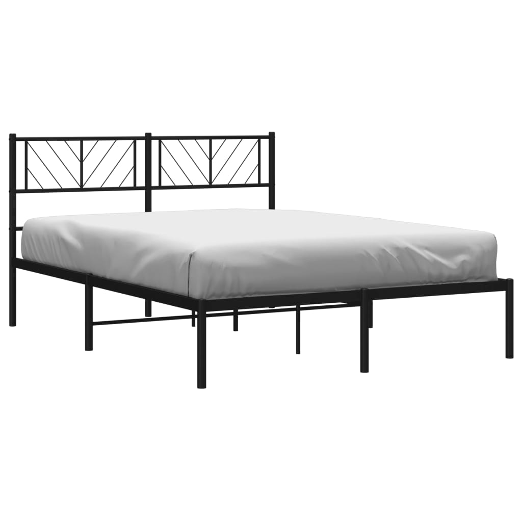 vidaXL Metal Bed Frame without Mattress with Headboard Black 140x200cm