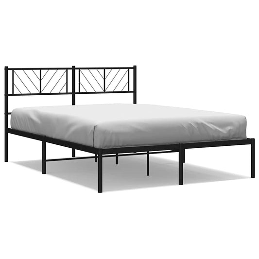 vidaXL Metal Bed Frame without Mattress with Headboard Black 150x200cm