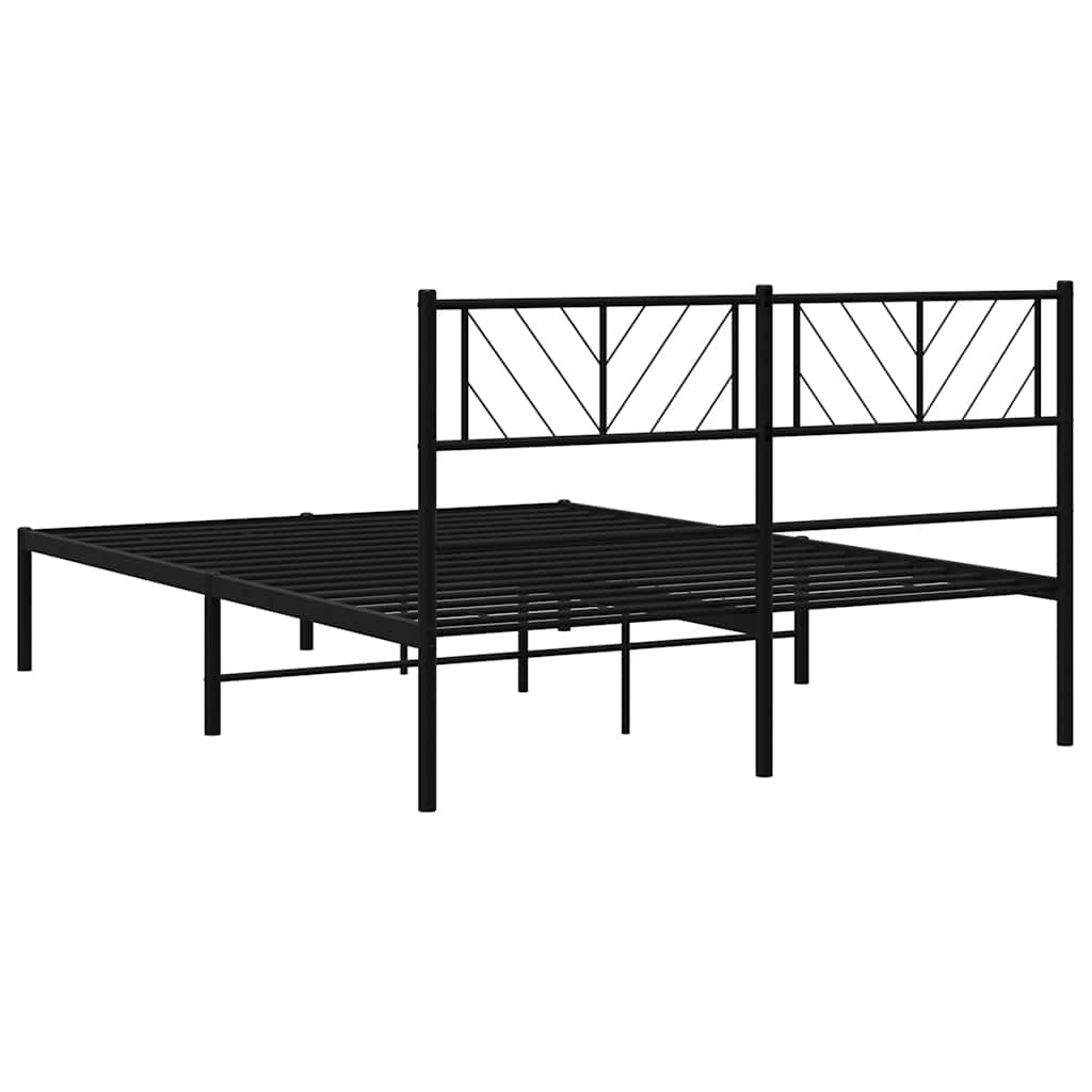 vidaXL Metal Bed Frame without Mattress with Headboard Black 150x200cm