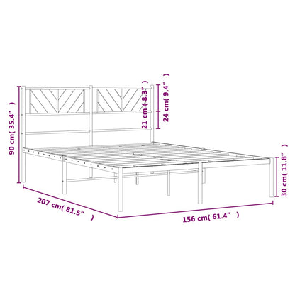 vidaXL Metal Bed Frame without Mattress with Headboard Black 150x200cm