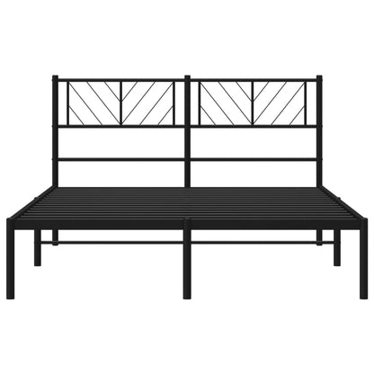 vidaXL Metal Bed Frame without Mattress with Headboard Black 160x200cm