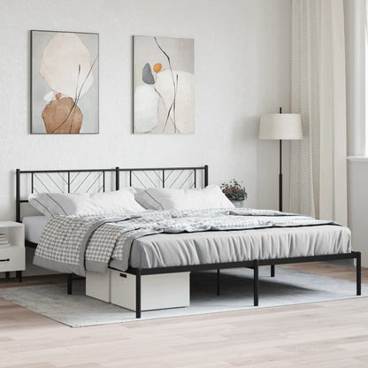 vidaXL Metal Bed Frame without Mattress with Headboard Black 180x200cm