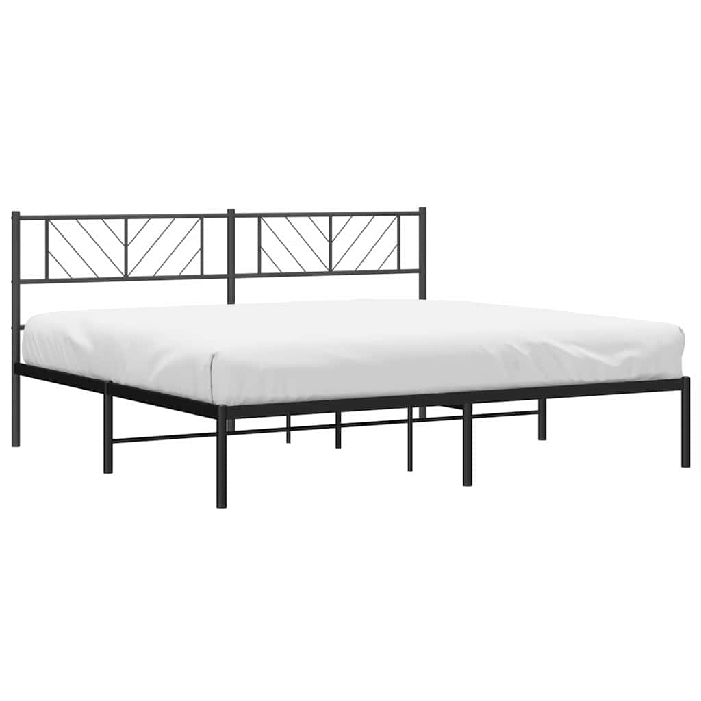 vidaXL Metal Bed Frame without Mattress with Headboard Black 183x213cm