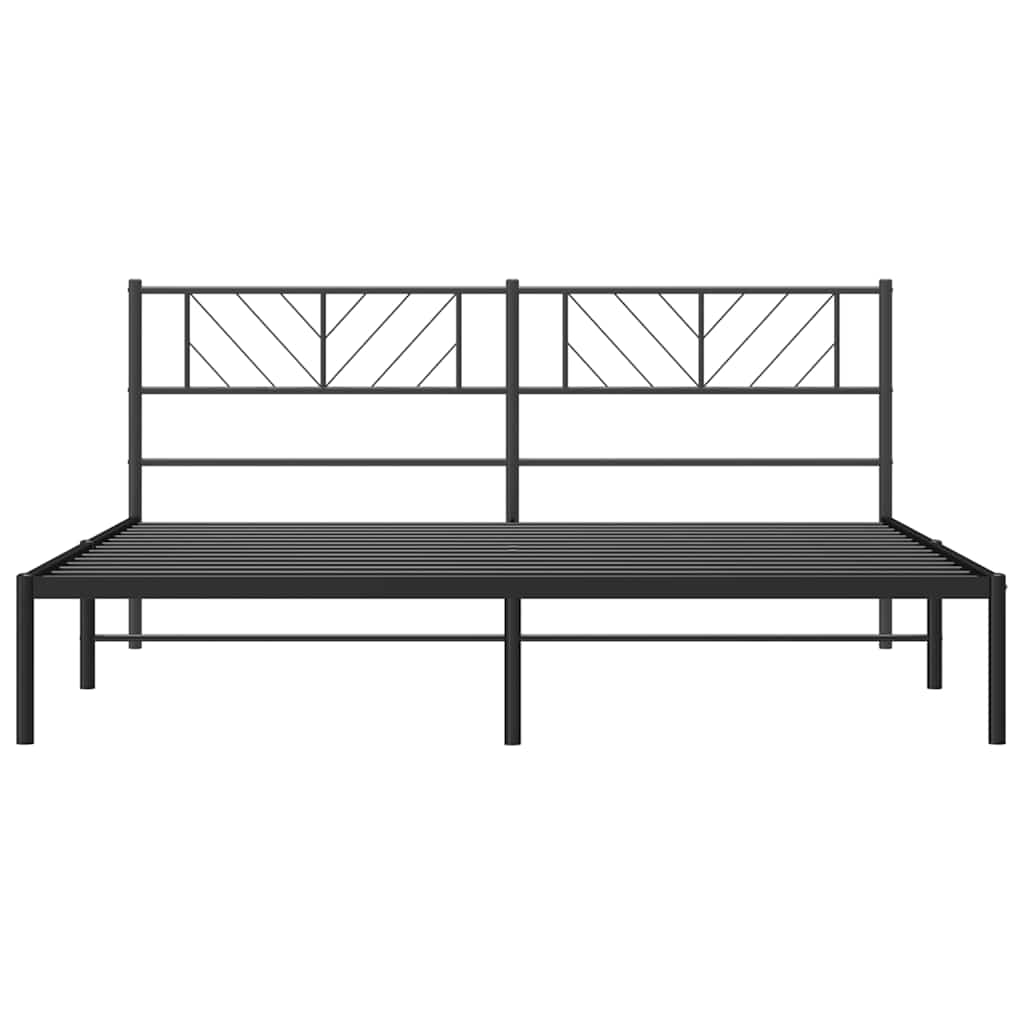 vidaXL Metal Bed Frame without Mattress with Headboard Black 193x203cm