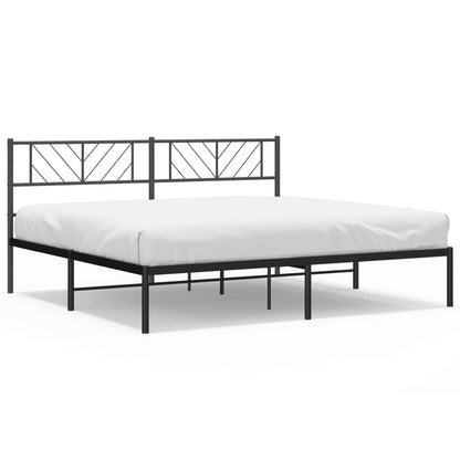 vidaXL Metal Bed Frame without Mattress with Headboard Black 200x200cm