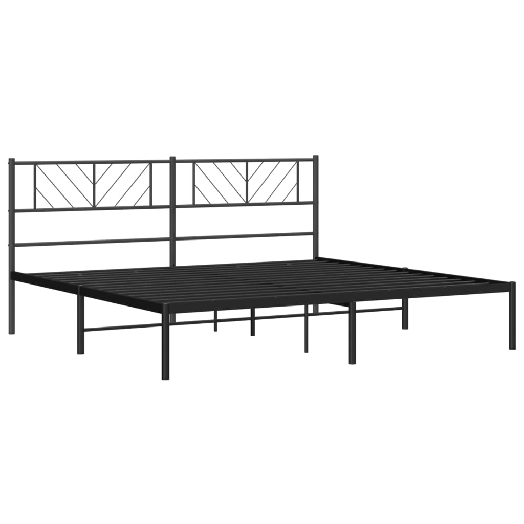 vidaXL Metal Bed Frame without Mattress with Headboard Black 200x200cm