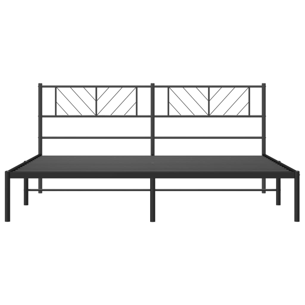 vidaXL Metal Bed Frame without Mattress with Headboard Black 200x200cm
