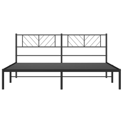 vidaXL Metal Bed Frame without Mattress with Headboard Black 200x200cm