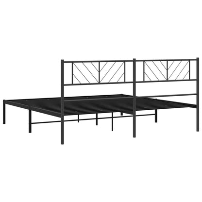 vidaXL Metal Bed Frame without Mattress with Headboard Black 200x200cm