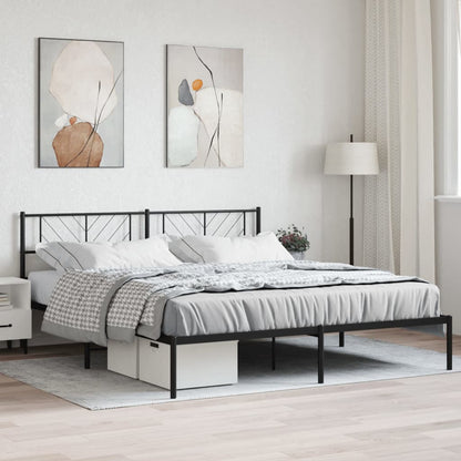 vidaXL Metal Bed Frame without Mattress with Headboard Black 200x200cm