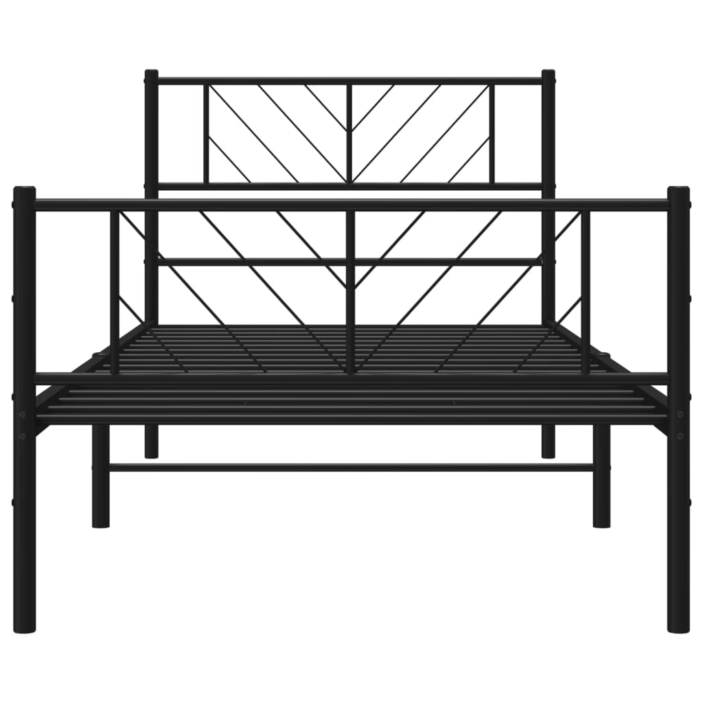 vidaXL Metal Bed Frame without Mattress with Footboard Black 75x190cm