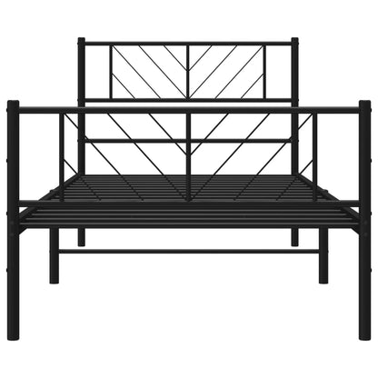 vidaXL Metal Bed Frame without Mattress with Footboard Black 75x190cm
